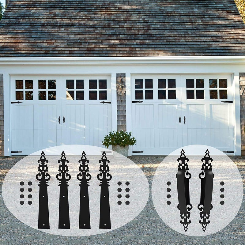 CCJH Metal Garage Door Decorative Hardware Hinges Carriage House Accents Screw Mounted 6 PCS Black (Braided Style) - Image 2